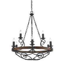 Golden 1821-9 BI - Wry Lighting Madera 9-light Chandelier in Black Iron